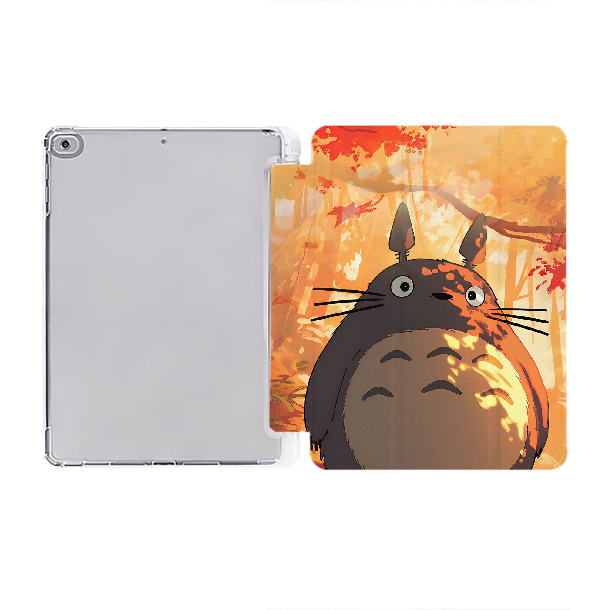 （画像用） となりのトトロ 草壁メイ 草壁サツキ My Neighbor Totoro Satsuki Kusakabe Mei Kusakabe IPad ケース ペン収納付き 三つ折りスタンド PUレザー×シリコン 対応機種9.5/10.5/10.9インチ